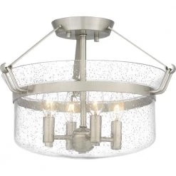 Prescott 15.75 in. 4-Light Brushed Nickel Semi-Flush Mount by Quoizel