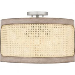 Syrah 18 in. 3-Light Brushed Nickel Semi-Flush Mount by Quoizel -Quoizel Sales brushed nickel quoizel flush mount lights sya1718bn 4f 1000