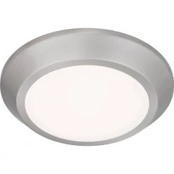 Verge 5.5 in. Brushed Nickel LED Flush Mount with White Acrylic Shade by Quoizel -Quoizel Sales brushed nickel quoizel flush mount lights vrg1605bn 1f 1000