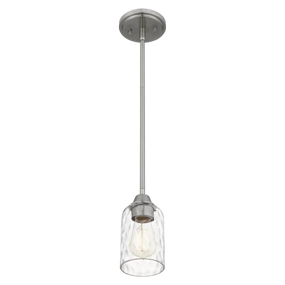 Acacia 1-Light Brushed Nickel Chandelier with Clear Water Glass by Quoizel 7 Acacia 1-Light Brushed Nickel Chandelier with Clear Water Glass by Quoizel - Image 5