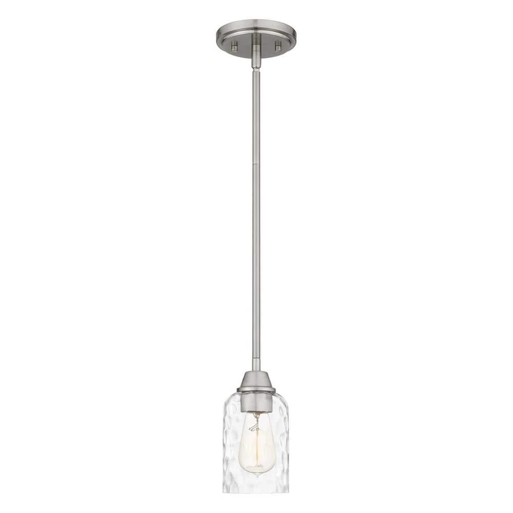 Acacia 1-Light Brushed Nickel Chandelier with Clear Water Glass by Quoizel 6 Acacia 1-Light Brushed Nickel Chandelier with Clear Water Glass by Quoizel - Image 4