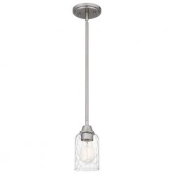 Acacia 1-Light Brushed Nickel Chandelier with Clear Water Glass by Quoizel