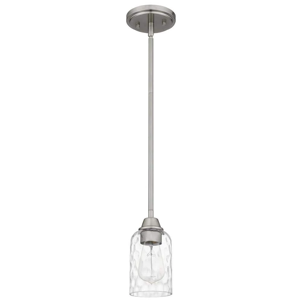 Acacia 1-Light Brushed Nickel Chandelier with Clear Water Glass by Quoizel 5 Acacia 1-Light Brushed Nickel Chandelier with Clear Water Glass by Quoizel - Image 3