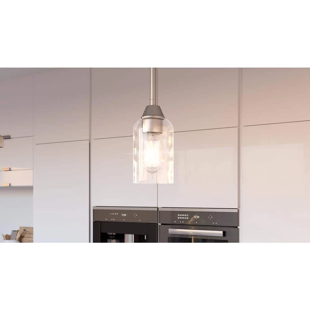 Acacia 1-Light Brushed Nickel Chandelier with Clear Water Glass by Quoizel 4 Acacia 1-Light Brushed Nickel Chandelier with Clear Water Glass by Quoizel - Image 2