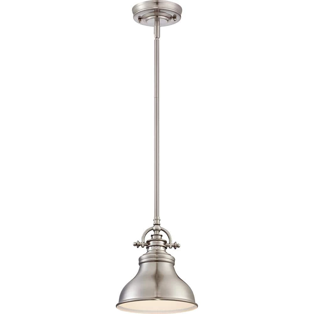 Emery 1-Light Brushed Nickel Mini Pendant by Quoizel 3 Emery 1-Light Brushed Nickel Mini Pendant by Quoizel