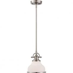 Grant 1-Light Brushed Nickel Mini Pendant by Quoizel -Quoizel Sales brushed nickel quoizel pendant lights grt1508bn 40 1000