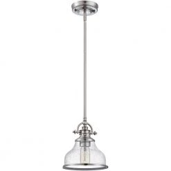 Grant 1-Light Brushed Nickel Mini Pendant by Quoizel -Quoizel Sales brushed nickel quoizel pendant lights grts1508bn 1f 1000