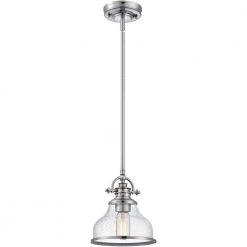 Grant 1-Light Brushed Nickel Mini Pendant by Quoizel