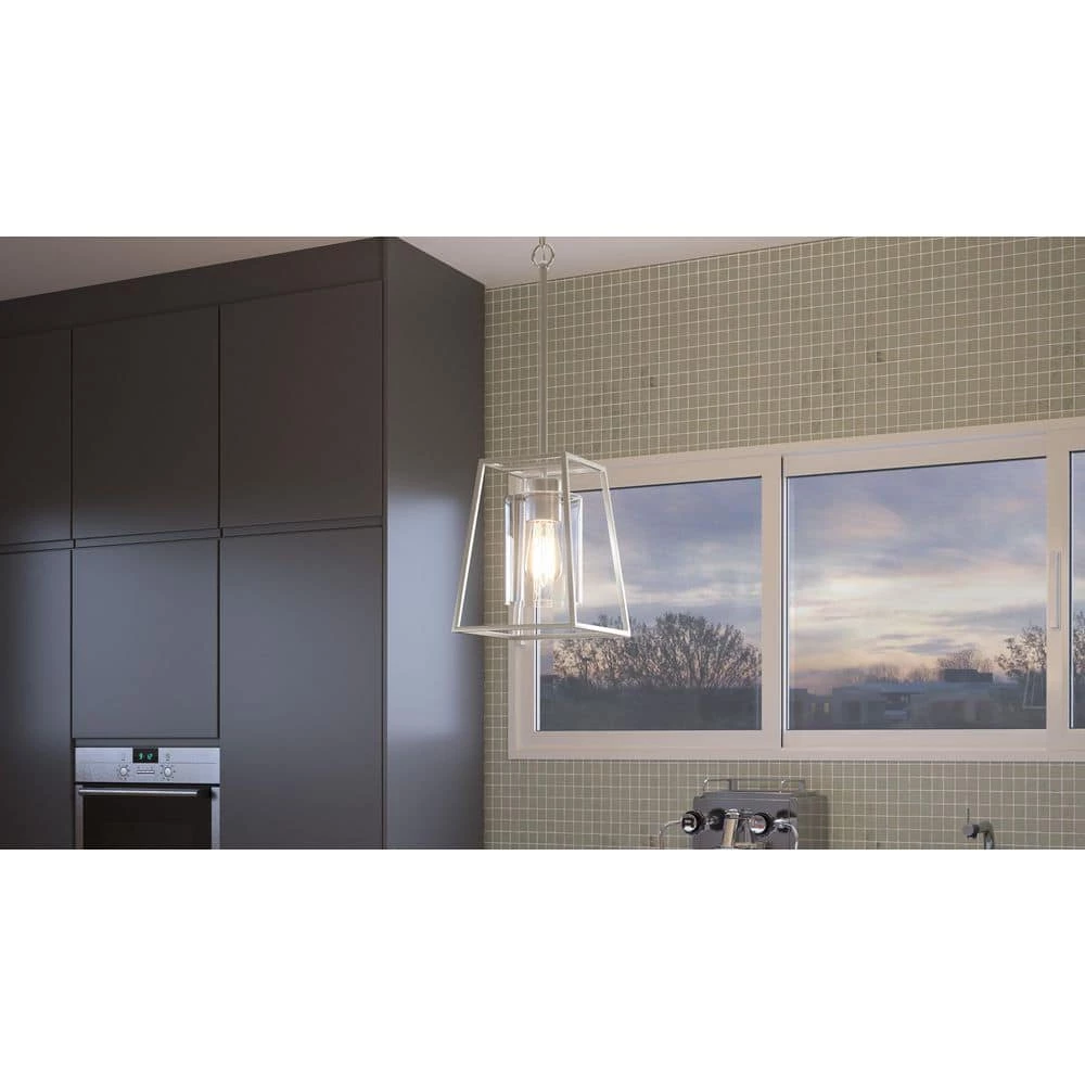 Prescott 1-Light Brushed Nickel Shaded Mini Pendant with Glass Shade by Quoizel 4 Prescott 1-Light Brushed Nickel Shaded Mini Pendant with Glass Shade by Quoizel - Image 2