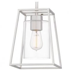 Prescott 1-Light Brushed Nickel Shaded Mini Pendant with Glass Shade by Quoizel 16 Prescott 1-Light Brushed Nickel Shaded Mini Pendant with Glass Shade by Quoizel -Quoizel Sales brushed nickel quoizel pendant lights prc1508bn 44 1000
