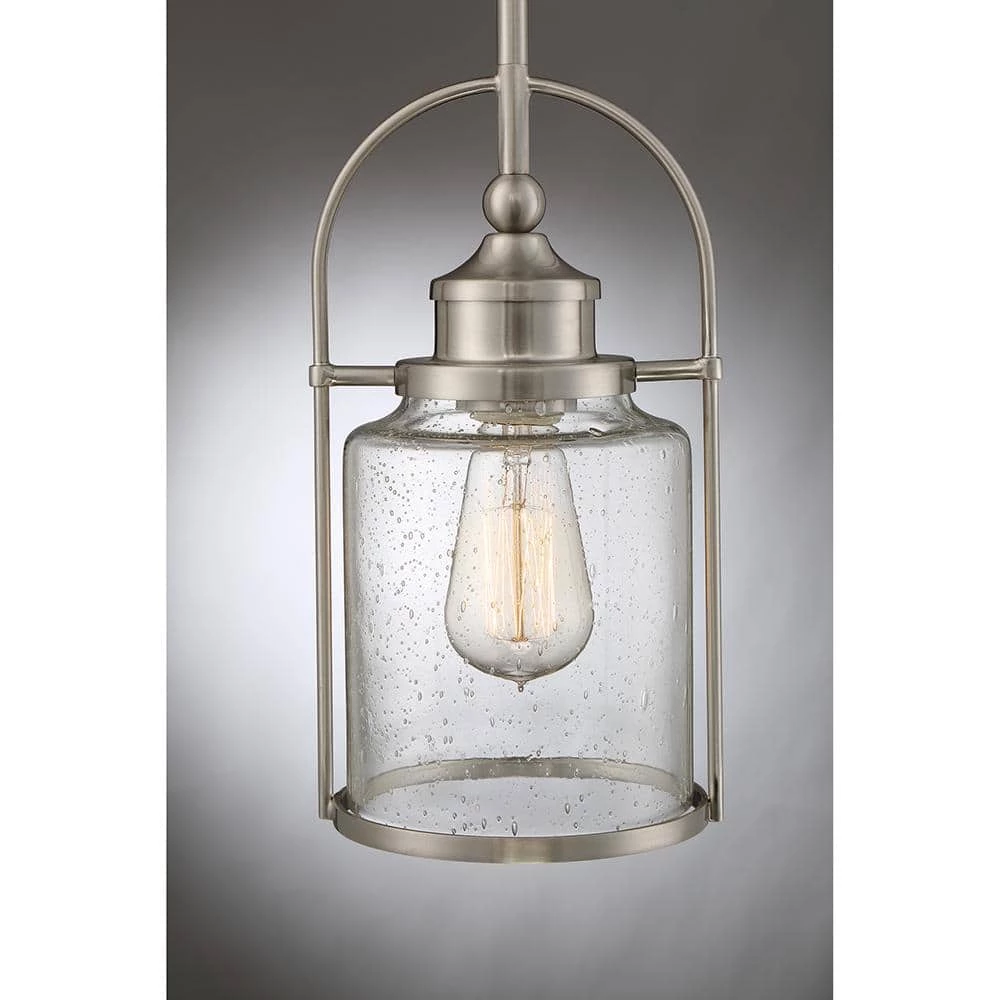 Payson 6.5 in. 1-Light Brushed Nickel Mini Pendant by Quoizel 5 Payson 6.5 in. 1-Light Brushed Nickel Mini Pendant by Quoizel - Image 3