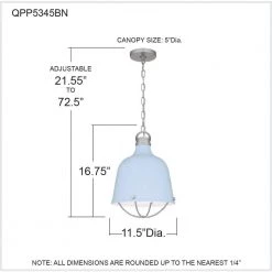 Adlington 1-Light Brushed Nickel Mini Pendant with Metal Shade by Quoizel -Quoizel Sales brushed nickel quoizel pendant lights qpp5345bn 76 1000