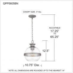 Cirillo 1-Light Brushed Nickel Globe Pendant by Quoizel -Quoizel Sales brushed nickel quoizel pendant lights qpp5605bn 76 1000