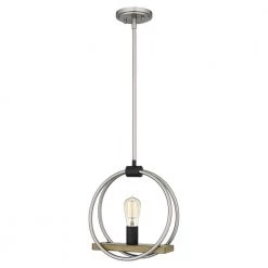 Sterling 1-Light Brushed Nickel Mini Pendant by Quoizel