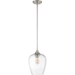 Towne 1-Light Brushed Nickel Mini Pendant by Quoizel -Quoizel Sales brushed nickel quoizel pendant lights twe1510bn 40 1000