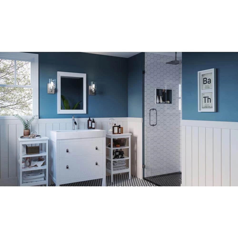 Acacia 1-Light Brushed Nickel Wall Sconce with Clear Water Glass by Quoizel 10 Acacia 1-Light Brushed Nickel Wall Sconce with Clear Water Glass by Quoizel - Image 8