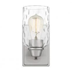 Acacia 1-Light Brushed Nickel Wall Sconce with Clear Water Glass by Quoizel 13 Acacia 1-Light Brushed Nickel Wall Sconce with Clear Water Glass by Quoizel -Quoizel Sales brushed nickel quoizel vanity lighting aca8604bn 4f 1000