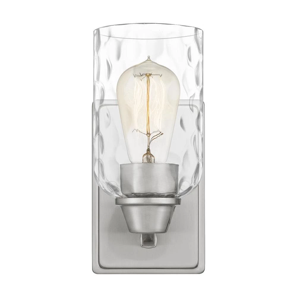 Acacia 1-Light Brushed Nickel Wall Sconce with Clear Water Glass by Quoizel 6 Acacia 1-Light Brushed Nickel Wall Sconce with Clear Water Glass by Quoizel - Image 4