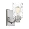 Acacia 1-Light Brushed Nickel Wall Sconce with Clear Water Glass by Quoizel -Quoizel Sales brushed nickel quoizel vanity lighting aca8604bn 64 1000