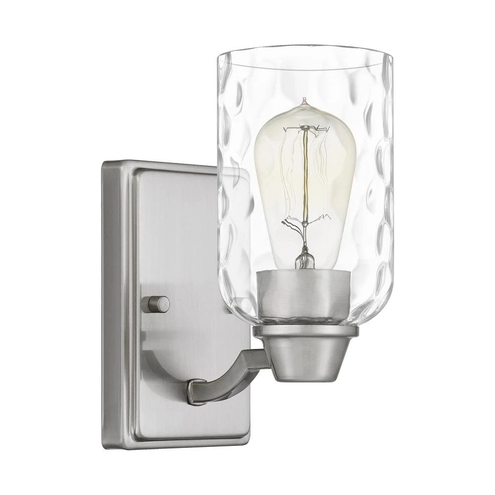 Acacia 1-Light Brushed Nickel Wall Sconce with Clear Water Glass by Quoizel 5 Acacia 1-Light Brushed Nickel Wall Sconce with Clear Water Glass by Quoizel - Image 3