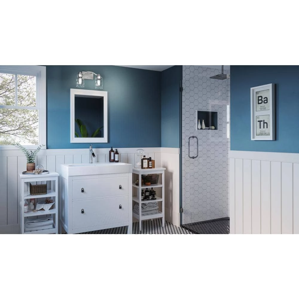 Acacia 14 in. 2 Light Brushed Nickel Vanity Light with Clear Water Glass by Quoizel 10 Acacia 14 in. 2 Light Brushed Nickel Vanity Light with Clear Water Glass by Quoizel - Image 8