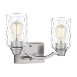 Acacia 14 in. 2 Light Brushed Nickel Vanity Light with Clear Water Glass by Quoizel 13 Acacia 14 in. 2 Light Brushed Nickel Vanity Light with Clear Water Glass by Quoizel -Quoizel Sales brushed nickel quoizel vanity lighting aca8613bn 4f 1000