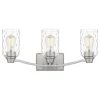 Acacia 21.5 in. 3 Light Brushed Nickel Vanity Light with Clear Water Glass by Quoizel