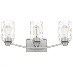 Acacia 21.5 in. 3 Light Brushed Nickel Vanity Light with Clear Water Glass by Quoizel 12 Acacia 21.5 in. 3 Light Brushed Nickel Vanity Light with Clear Water Glass by Quoizel -Quoizel Sales brushed nickel quoizel vanity lighting aca8623bn c3 1000