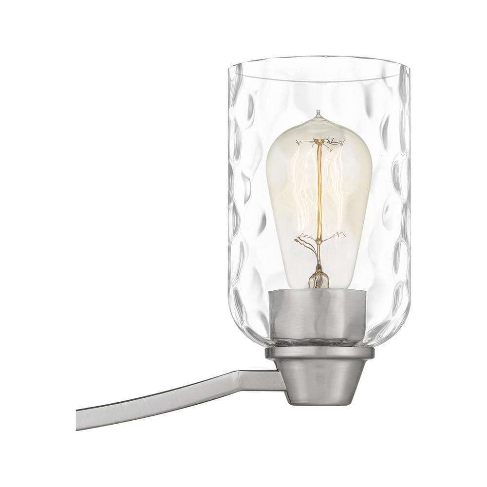 Acacia 28 in. 4 Light Brushed Nickel Vanity Light with Clear Water Glass by Quoizel 8 Acacia 28 in. 4 Light Brushed Nickel Vanity Light with Clear Water Glass by Quoizel - Image 6