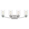 Acacia 28 in. 4 Light Brushed Nickel Vanity Light with Clear Water Glass by Quoizel