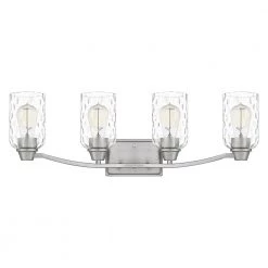 Acacia 28 in. 4 Light Brushed Nickel Vanity Light with Clear Water Glass by Quoizel 12 Acacia 28 in. 4 Light Brushed Nickel Vanity Light with Clear Water Glass by Quoizel -Quoizel Sales brushed nickel quoizel vanity lighting aca8627bn c3 1000
