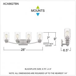 Acacia 28 in. 4 Light Brushed Nickel Vanity Light with Clear Water Glass by Quoizel 16 Acacia 28 in. 4 Light Brushed Nickel Vanity Light with Clear Water Glass by Quoizel -Quoizel Sales brushed nickel quoizel vanity lighting aca8627bn fa 1000