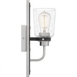 Axel 4.75 in. 1-Light Brushed Nickel Sconce with Clear Seeded Glass Shade by Quoizel -Quoizel Sales brushed nickel quoizel vanity lighting axe8605bn 1f 1000