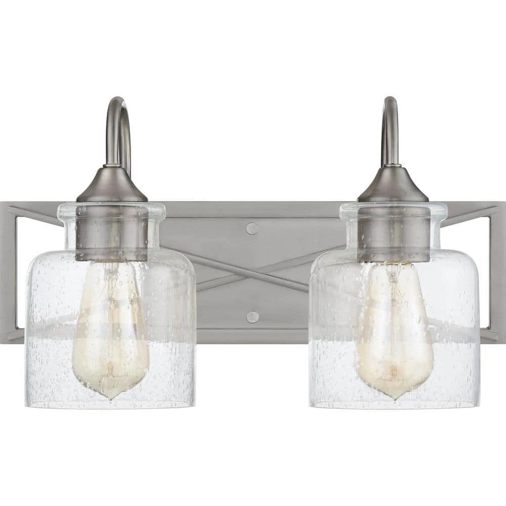 Bartley 15.75 in. 2-Light Brushed Nickel Vanity Light by Quoizel 6 Bartley 15.75 in. 2-Light Brushed Nickel Vanity Light by Quoizel - Image 4