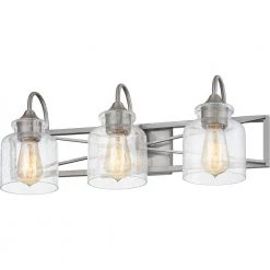 Bartley 24 in. 3-Light Brushed Nickel Vanity Light by Quoizel -Quoizel Sales brushed nickel quoizel vanity lighting bart8624bn 1f 1000