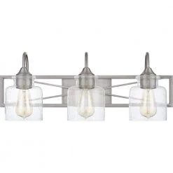 Bartley 24 in. 3-Light Brushed Nickel Vanity Light by Quoizel -Quoizel Sales brushed nickel quoizel vanity lighting bart8624bn 4f 1000
