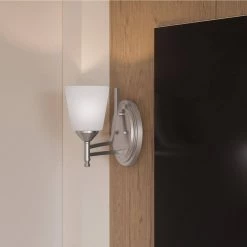 Billingsley 1-Light Brushed Nickel Wall Sconce by Quoizel -Quoizel Sales brushed nickel quoizel vanity lighting blg8605bn 1f 1000