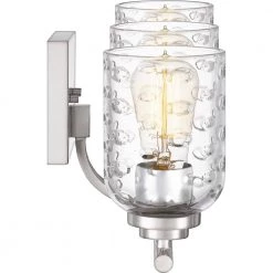 Cristal 3-Light Brushed Nickel Vanity Light by Quoizel -Quoizel Sales brushed nickel quoizel vanity lighting cri8603bn 4f 1000