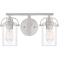 Emerson 2-Light Brushed Nickel Vanity Light by Quoizel
