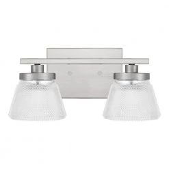 Hunley 2-Light Brushed Nickel Vanity Light by Quoizel -Quoizel Sales brushed nickel quoizel vanity lighting hun8614bn 1f 1000
