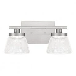 Hunley 2-Light Brushed Nickel Vanity Light by Quoizel