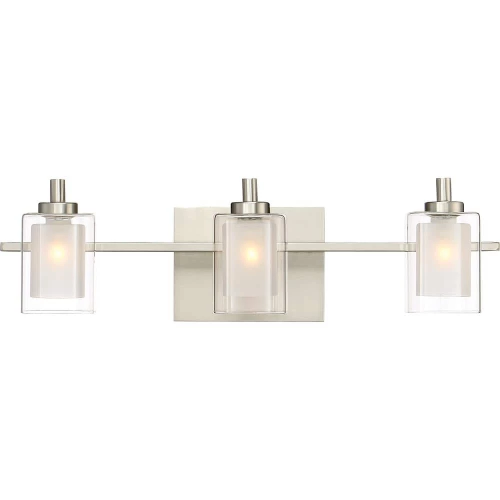 Kolt 3-Light Brushed Nickel Vanity Light by Quoizel 3 Kolt 3-Light Brushed Nickel Vanity Light by Quoizel
