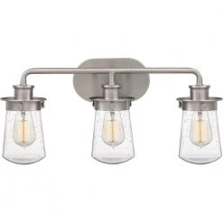 Lewiston 3-Light Brushed Nickel Vanity Light by Quoizel