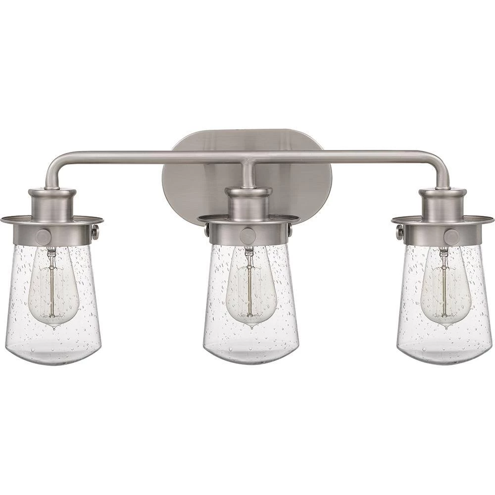Lewiston 3-Light Brushed Nickel Vanity Light by Quoizel 5 Lewiston 3-Light Brushed Nickel Vanity Light by Quoizel - Image 3