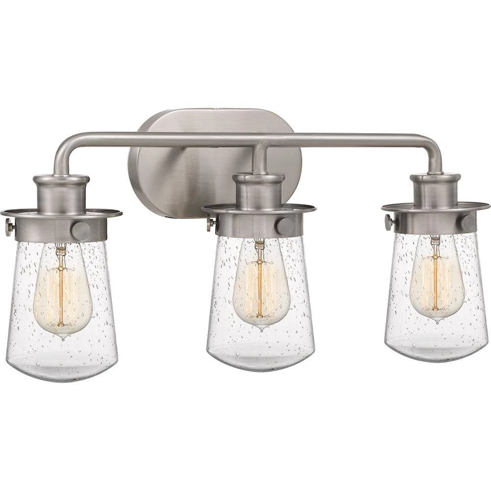 Lewiston 3-Light Brushed Nickel Vanity Light by Quoizel 4 Lewiston 3-Light Brushed Nickel Vanity Light by Quoizel - Image 2