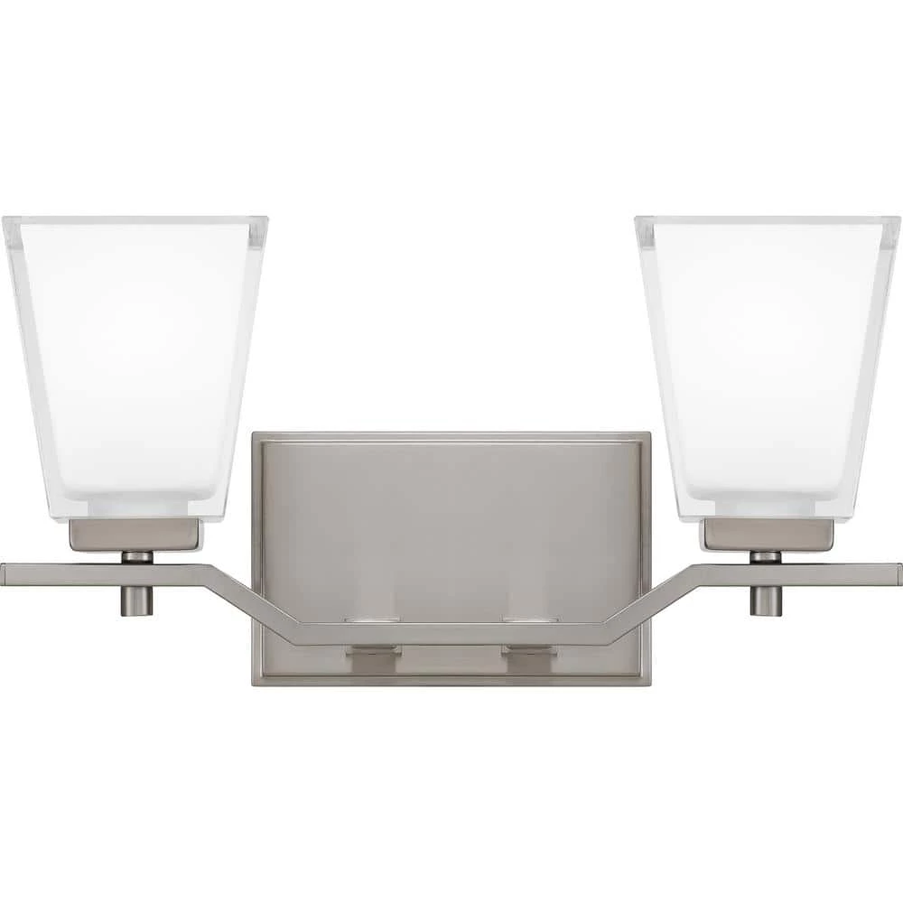 Myra 15 in. 2-Light Brushed Nickel Vanity Light with Clear Glass by Quoizel 3 Myra 15 in. 2-Light Brushed Nickel Vanity Light with Clear Glass by Quoizel