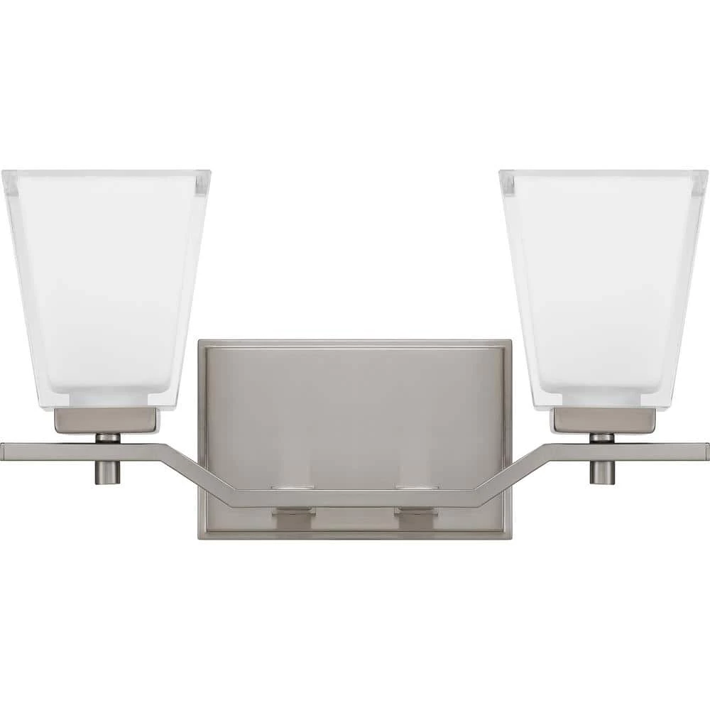 Myra 15 in. 2-Light Brushed Nickel Vanity Light with Clear Glass by Quoizel 4 Myra 15 in. 2-Light Brushed Nickel Vanity Light with Clear Glass by Quoizel - Image 2