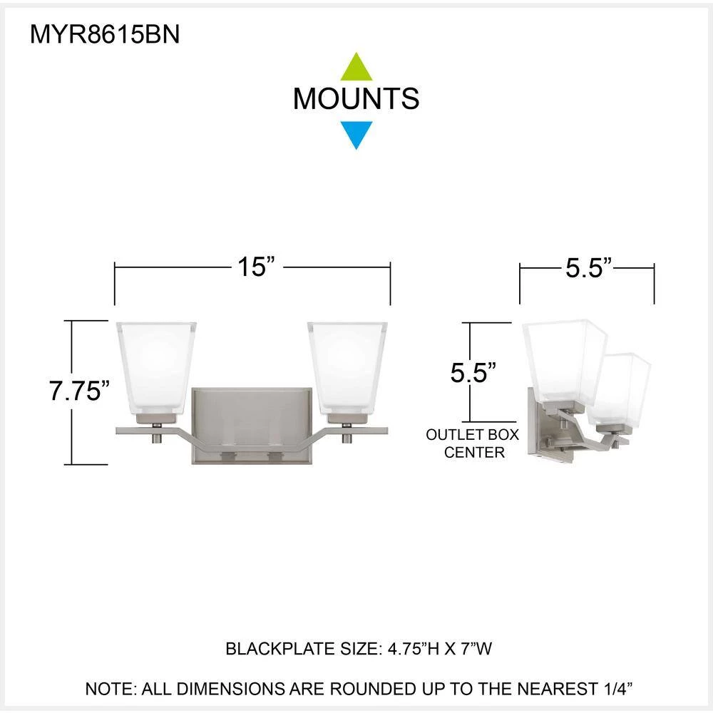 Myra 15 in. 2-Light Brushed Nickel Vanity Light with Clear Glass by Quoizel 8 Myra 15 in. 2-Light Brushed Nickel Vanity Light with Clear Glass by Quoizel - Image 6