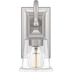 Nicholas Clear 1-Light Brushed Nickel Wall Sconce by Quoizel