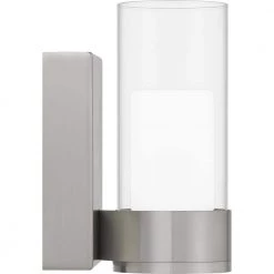 Logan 4.75 in. Brushed Nickel LED Sconce with Clear Glass Shade by Quoizel -Quoizel Sales brushed nickel quoizel vanity lighting pclog8605bn 1f 1000